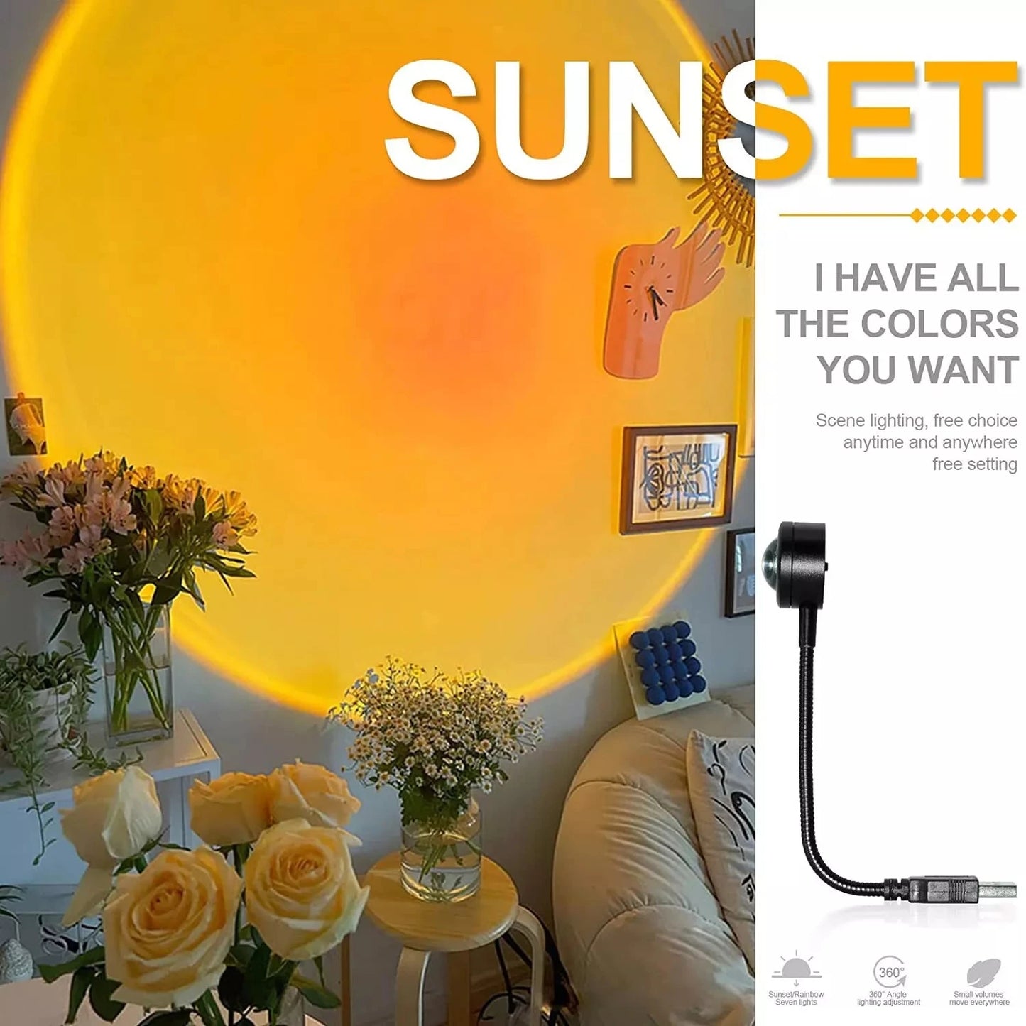 Sunset Projection Lamp – Rainbow Atmosphere Light